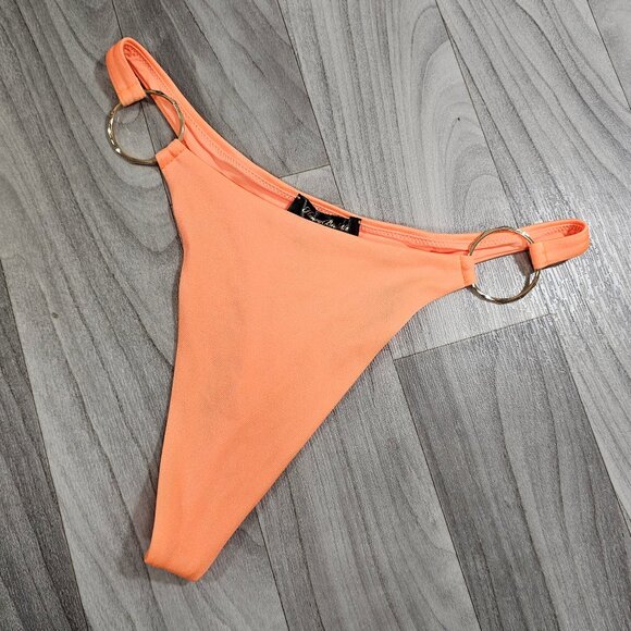 RARE Honey Birdette Athena Neon Orange Swim Thong Bottoms Size M - Picture 1 of 5